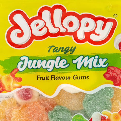 Jellopy Tangy Jungle Mix Fruit Flavour Gums 80g Sweets, Mints & Chewing Gum jellopy   
