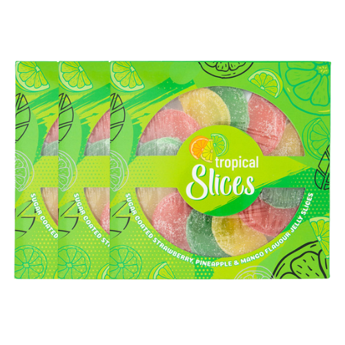 Jelly Slices Sugar Coated Sweets in Assorted Flavours 120g Sweets, Mints & Chewing Gum FabFinds Tropical Pack of 3