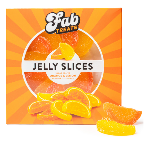 Jelly Slices Sugar Coated Sweets in Assorted Flavours 120g Sweets, Mints & Chewing Gum FabFinds Orange & Lemon Pack of 1