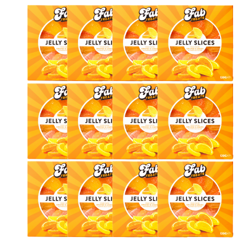 Jelly Slices Sugar Coated Sweets in Assorted Flavours 120g Sweets, Mints & Chewing Gum FabFinds Orange & Lemon Pack of 12
