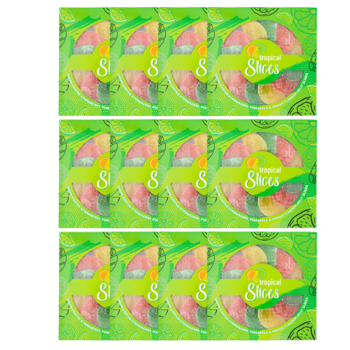 Jelly Slices Sugar Coated Sweets in Assorted Flavours 120g Sweets, Mints & Chewing Gum FabFinds Tropical Pack of 12