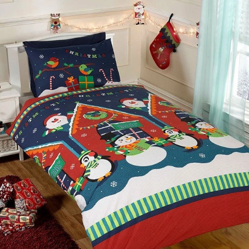 Christmas Kids Single Duvet Cover Set Assorted Designs Duvet Sets FabFinds Santa Grotto