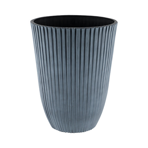 Grey Ribbed Plant Pot H 37cm - FabFinds