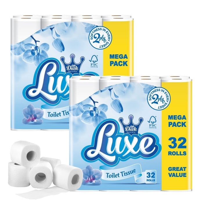 Luxe Mega 32 Pack 2-Ply Toilet Tissue Assorted Packs Toilet Roll & Wipes Little Duck Pack of 2