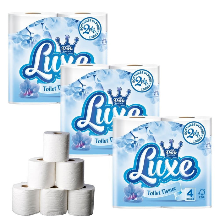 Luxe 2 Ply 4-Roll Toilet Tissue Assorted Packs Toilet Roll & Wipes Little Duck Pack of 3