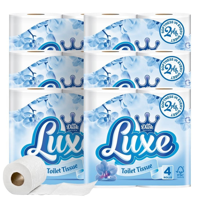 Luxe 2 Ply 4-Roll Toilet Tissue Assorted Packs Toilet Roll & Wipes Little Duck Pack of 6