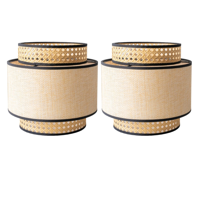 Natural Raffia Easy Fit Contrast Trim Lampshade 26cm Lighting FabFinds Pack of 2