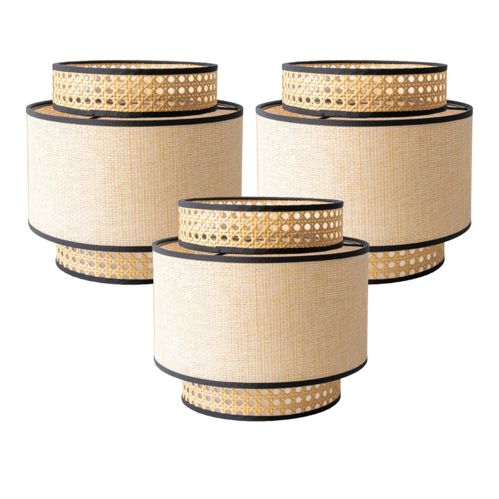 Natural Raffia Easy Fit Contrast Trim Lampshade 26cm Lighting FabFinds Pack of 3