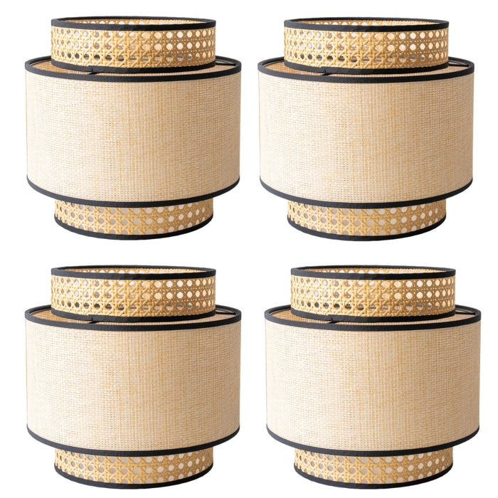 Natural Raffia Easy Fit Contrast Trim Lampshade 26cm Lighting FabFinds Pack of 4
