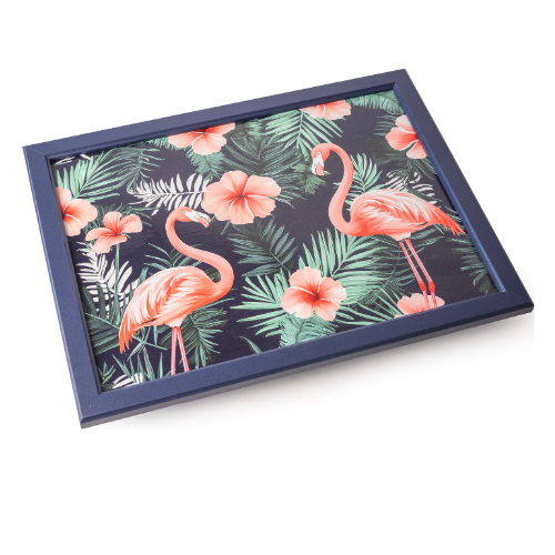 Flamingo Tropical Print Lap Tray with Cushioned Base 44cm Decorative Trays FabFinds