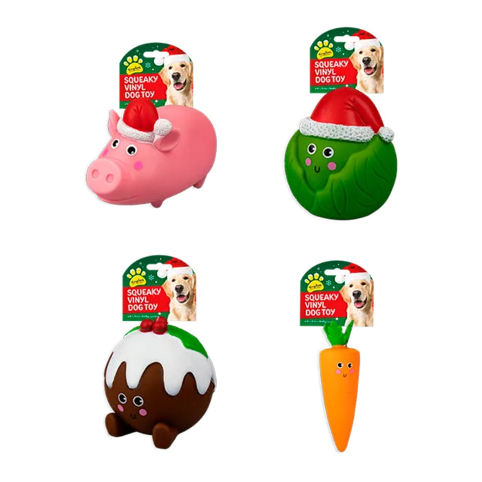 Christmas Vinyl Squeaky Dog Toy Assorted Designs
