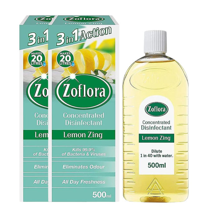 Zoflora Lemon Zing Disinfectant 500ml Assorted Packs Disinfectants Zoflora Pack of 2