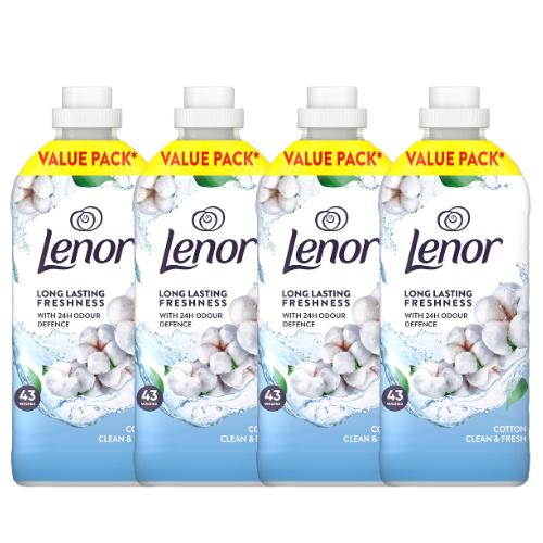 Lenor Fabric Conditioner Cotton Fresh Crisp Long Lasting Softness 43 Washes Assorted Packs Laundry - Fabric Conditioner Lenor Pack of 4