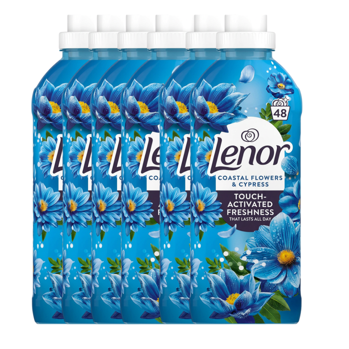 Lenor Coastal Flowers and Cypress Fabric Conditioner 48/29 Washes Assorted Packs Laundry - Fabric Conditioner Lenor 48 Wash Pack of 6