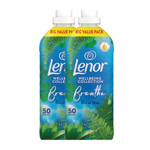 Lenor Fabric Conditioner Ocean Mist Long Lasting Freshness & Softness 50 Washes Assorted Packs Laundry - Fabric Conditioner Lenor Pack of 2