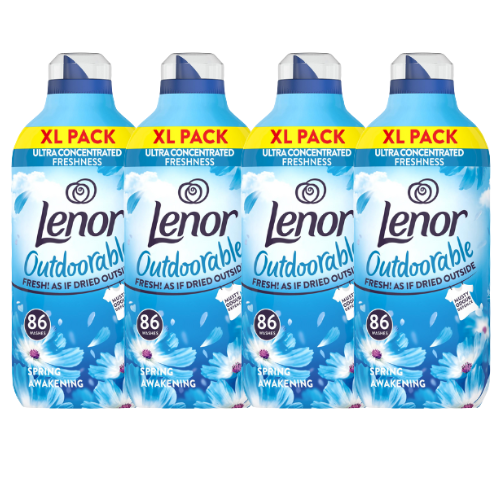 Lenor Outdoorable Fabric Conditioner Spring Awakening 1204ml(86 Washes) Assorted Packs Laundry - Fabric Conditioner Lenor Pack of 4