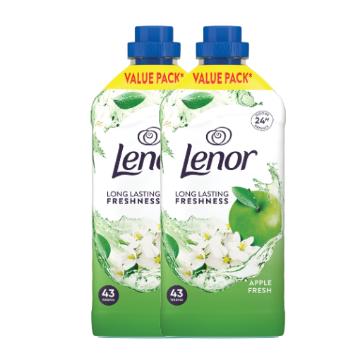 Lenor Fabric Conditioner Apple Fresh Long Lasting Crisp Freshness 43 Washes Assorted Packs Laundry - Fabric Conditioner Lenor Pack of 2