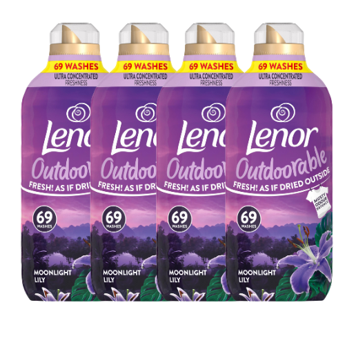 Lenor Outdoorable Fabric Conditioner Moonlight Lily 966ml(69 Washes) Assorted Packs Laundry - Fabric Conditioner Lenor Pack of 4