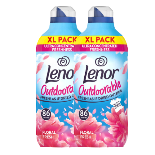 Lenor Outdoorable Fabric Conditioner Floral Fresh 1204ml(86 Washes) Assorted Packs Laundry - Fabric Conditioner Lenor Pack of 2