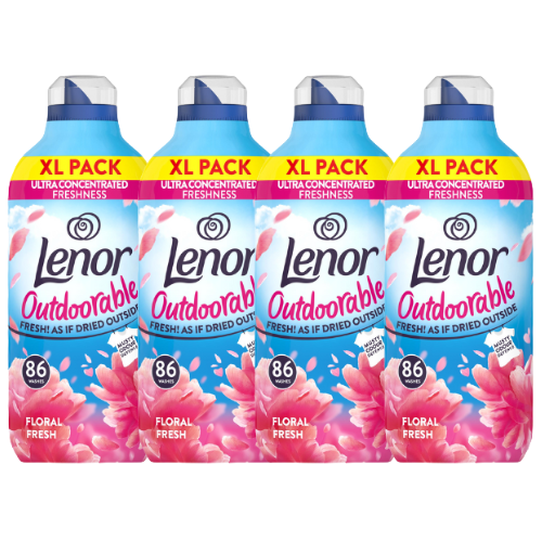 Lenor Outdoorable Fabric Conditioner Floral Fresh 1204ml(86 Washes) Assorted Packs Laundry - Fabric Conditioner Lenor Pack of 4
