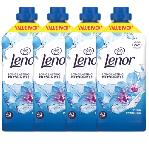 Lenor Fabric Conditioner Spring Awakening 43 Washes Long Lasting Freshness Assorted Packs Laundry - Fabric Conditioner Lenor Pack of 4
