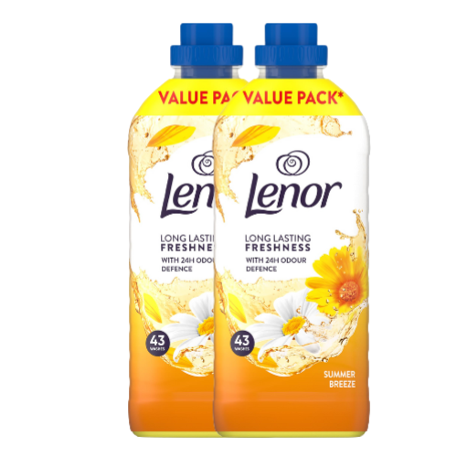 Lenor Fabric Conditioner Summer Breeze 1.419L(43 Washes) Assorted Packs Laundry - Fabric Conditioner Lenor Pack of 2