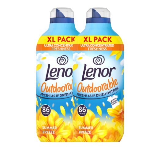 Lenor Outdoorable Fabric Conditioner Summer Breeze 1204ml(86 Washes) Assorted Packs Laundry - Fabric Conditioner Lenor Pack of 2