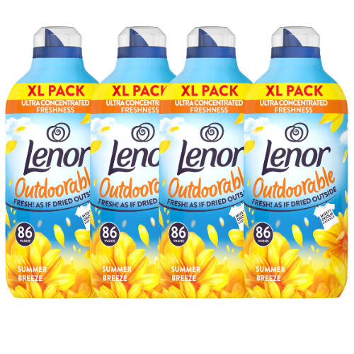 Lenor Outdoorable Fabric Conditioner Summer Breeze 1204ml(86 Washes) Assorted Packs Laundry - Fabric Conditioner Lenor Pack of 4