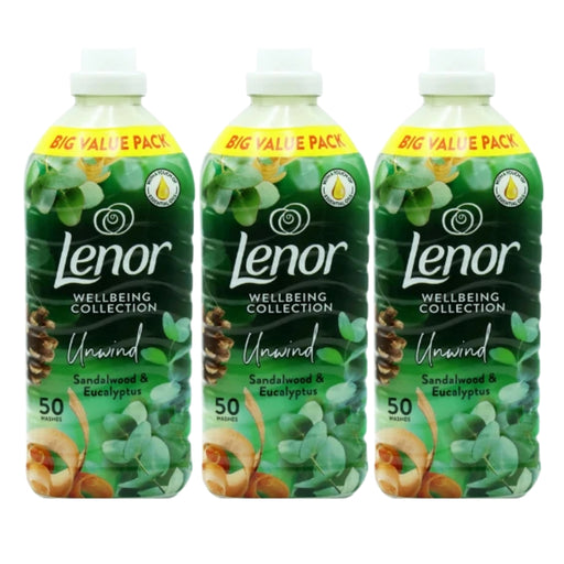 Lenor Fabric Conditioner Unwind Sandalwood and Eucalyptus 50 Washes Assorted Packs Laundry - Fabric Conditioner Lenor Pack of 3