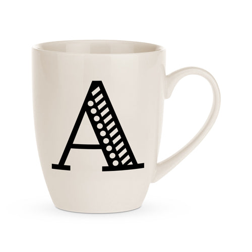 Black and White Initial Hugga Mug Assorted Letters 11cm Mugs FabFinds A