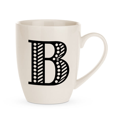 Black and White Initial Hugga Mug Assorted Letters 11cm Mugs FabFinds B
