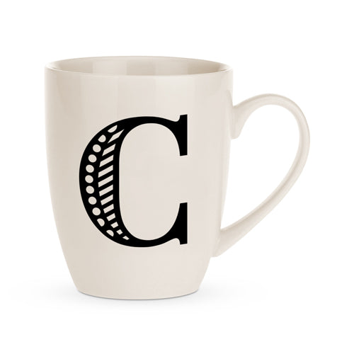 Black and White Initial Hugga Mug Assorted Letters 11cm Mugs FabFinds C