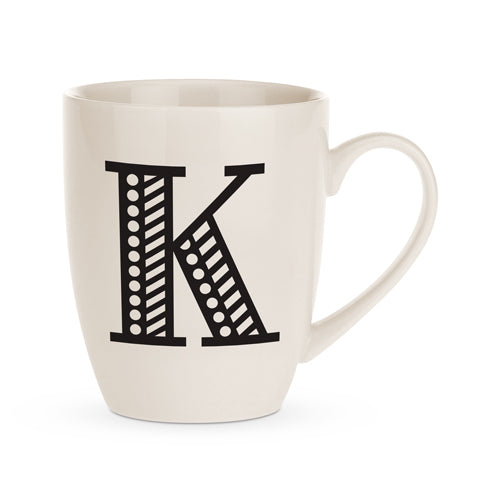 Black and White Initial Hugga Mug Assorted Letters 11cm Mugs FabFinds K