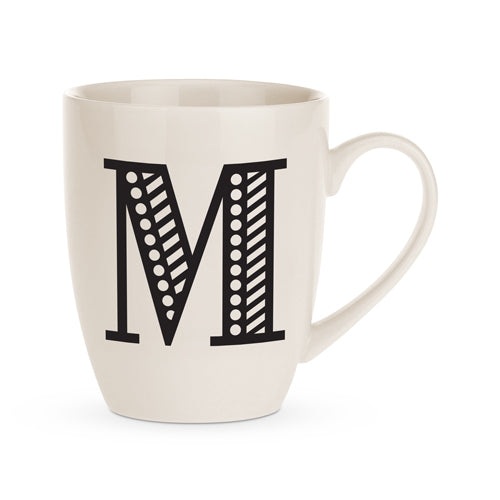 Black and White Initial Hugga Mug Assorted Letters 11cm Mugs FabFinds M