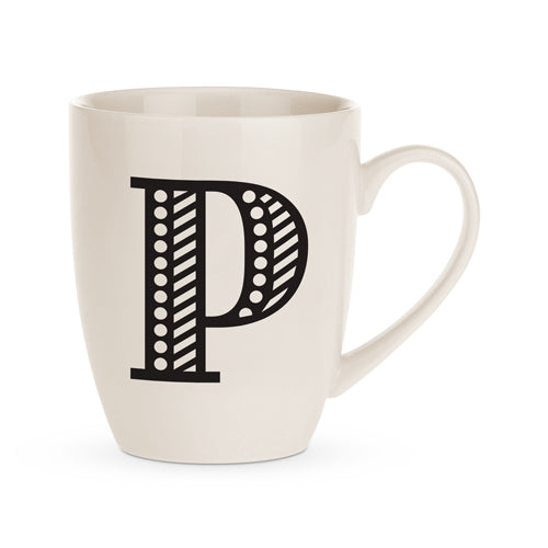 Black and White Initial Hugga Mug Assorted Letters 11cm Mugs FabFinds P