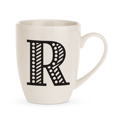 Black and White Initial Hugga Mug Assorted Letters 11cm Mugs FabFinds R