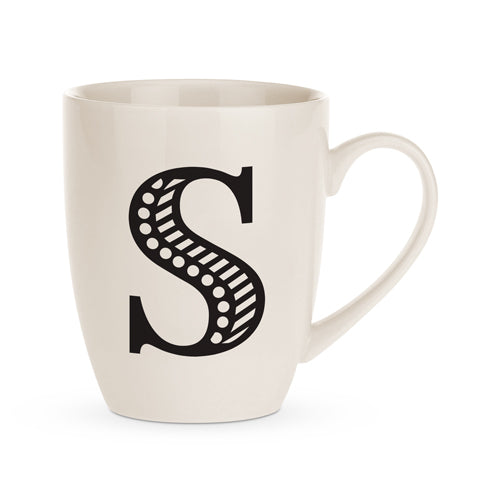Black and White Initial Hugga Mug Assorted Letters 11cm Mugs FabFinds S