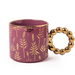 Luxury Floral Ceramic Mug with Gold Beaded Handle 300ml Assorted Glazed Designs Mugs FabFinds Deep Plum