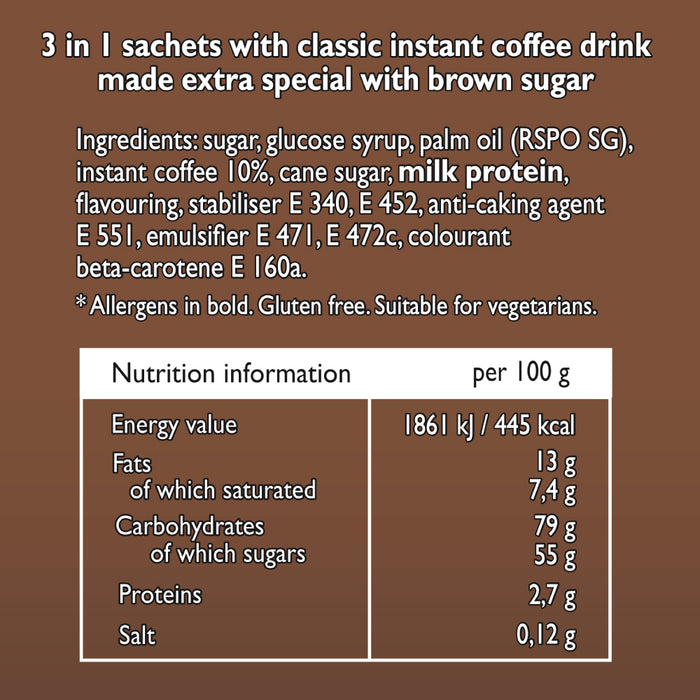 Lyons 3 In 1 Brown Sugar Instant Coffee 24 Sachets - 4 Pack Tesco Tesco