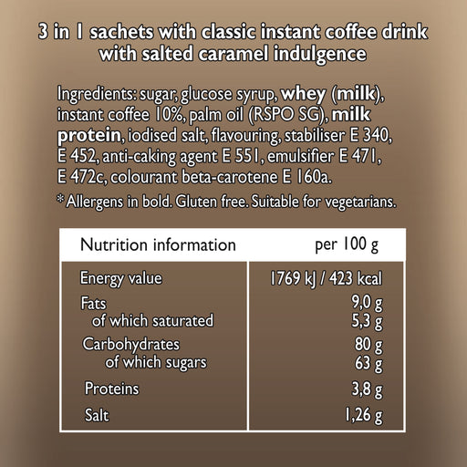 Lyons Salted Caramel 3 in 1 Instant Coffee Satchets 24 x 18g - 4 Packs Tesco Tesco