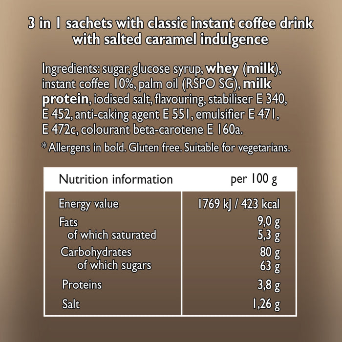 Lyons Salted Caramel 3 in 1 Instant Coffee Satchets 24 x 18g - 4 Packs Tesco Tesco