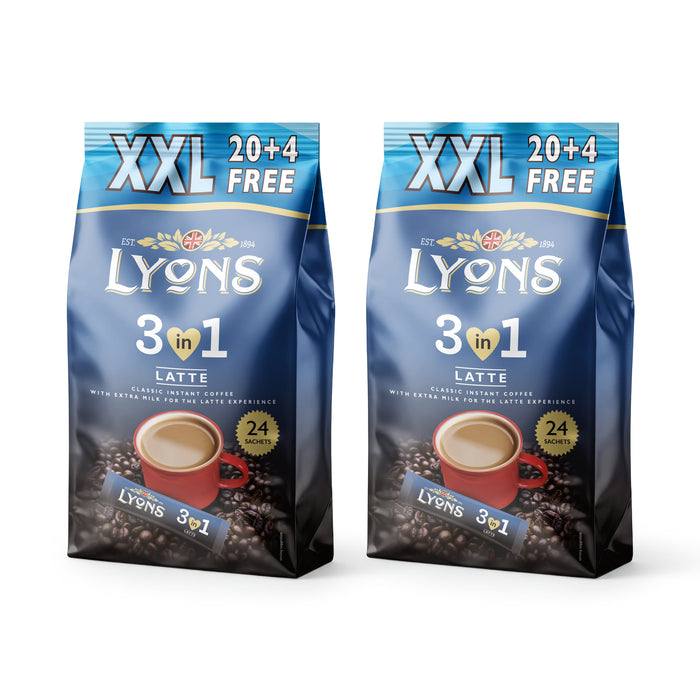 Lyons 3in1 Latte Classic Instant Coffee Sachets 24 Pack Coffee Lyons 2 Packs
