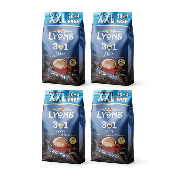 Lyons 3in1 Latte Classic Instant Coffee Sachets 24 Pack Coffee Lyons