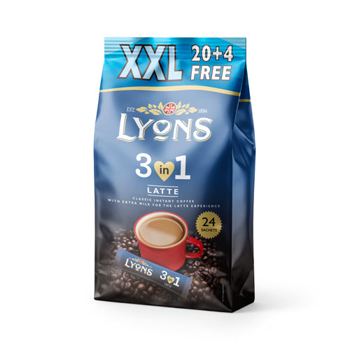 Lyons 3in1 Latte Classic Instant Coffee Sachets 24 Pack Coffee Lyons 1 Pack
