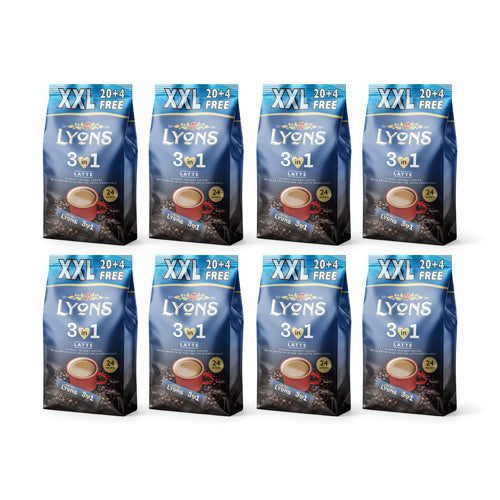Lyons 3in1 Latte Classic Instant Coffee Sachets 24 Pack - 8 Pack Tesco Tesco 8 Packs