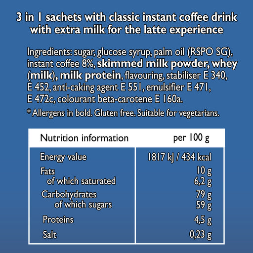 Lyons Premium Instant Caffe Latte Coffee x 12 Sachets 15g - 10 Packs Tesco Tesco