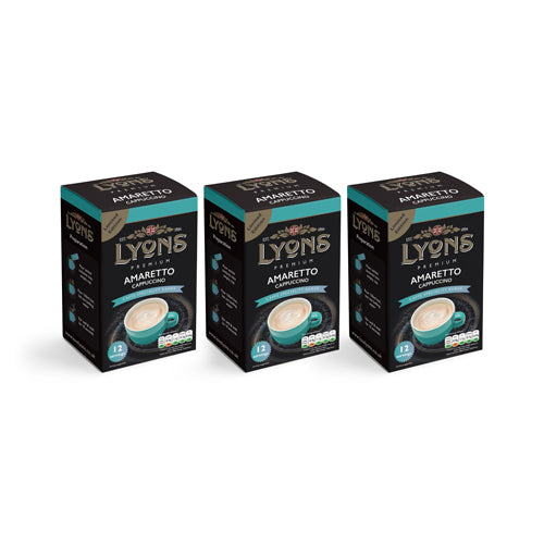 Lyons Premium Instant Amaretto Cappuccino x 12 Sachets 15g - 3 Pack Tesco Tesco 3 Packs