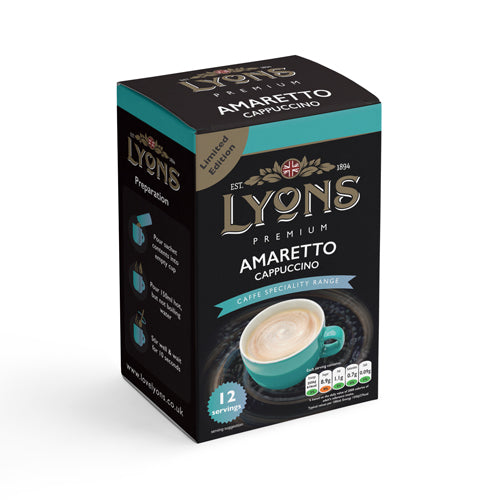 Lyons Premium Instant Amaretto Cappuccino x 12 Sachets 15g Coffee Lyons 1 Pack