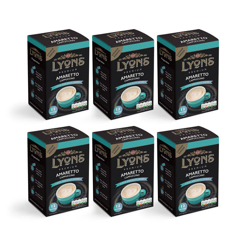 Lyons Premium Instant Amaretto Cappuccino x 12 Sachets 15g - 6 Pack Tesco Tesco 6 Packs