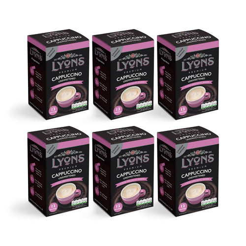 Lyons Premium Cappuccino Unsweetened Instant Coffee x 12 Sachets - 6 Pack Tesco Tesco 6 Packs